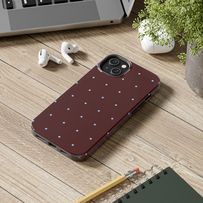 Burgundy & Blue Polka Phone Case