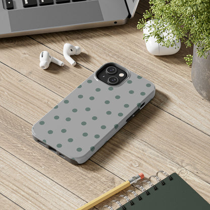 Gray & Green Polka Phone Case
